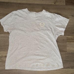 PINK Victoria's Secret Light Gray Tee with Cream Logo